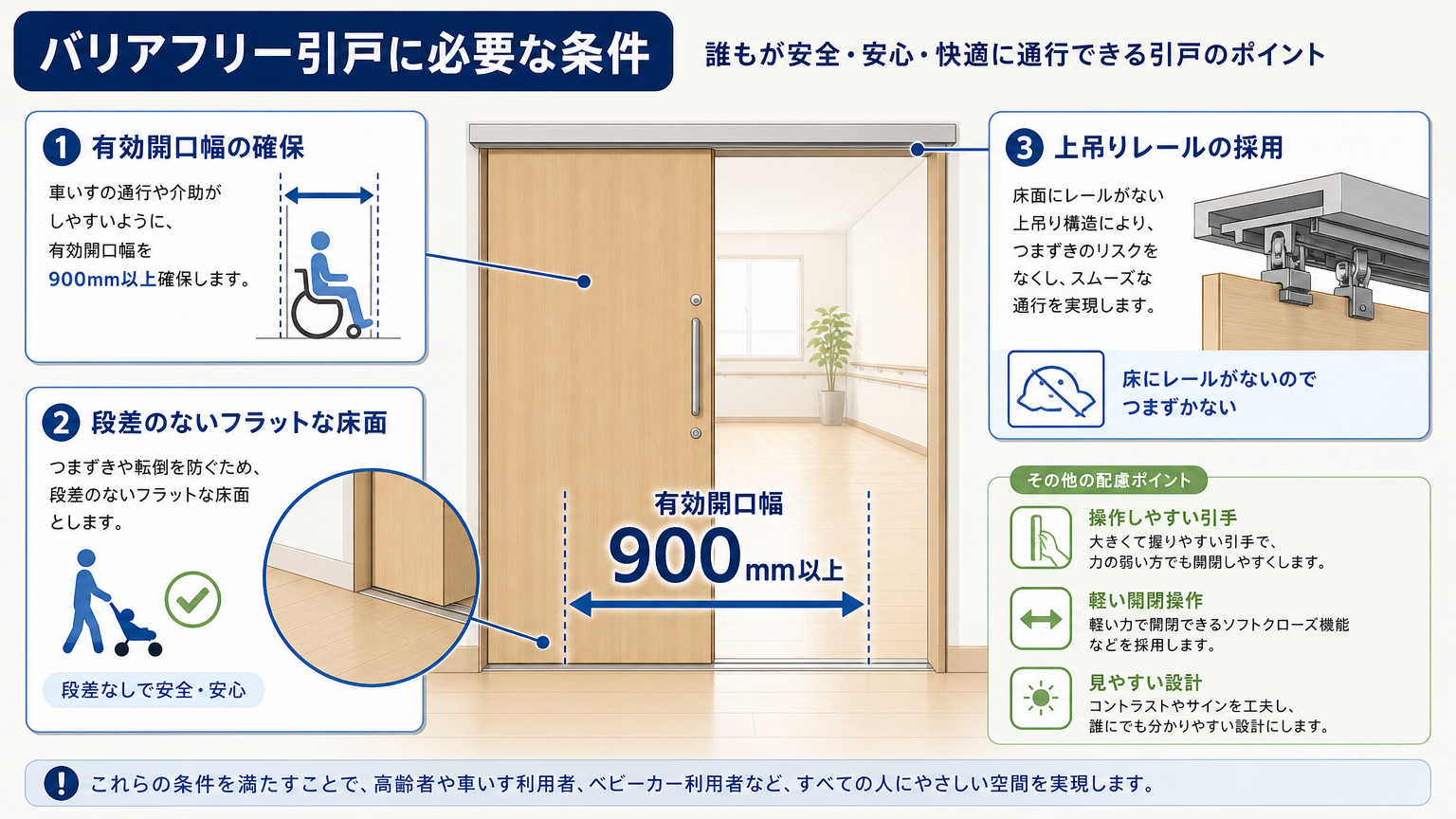 バリアフリー対応引戸に求められる条件